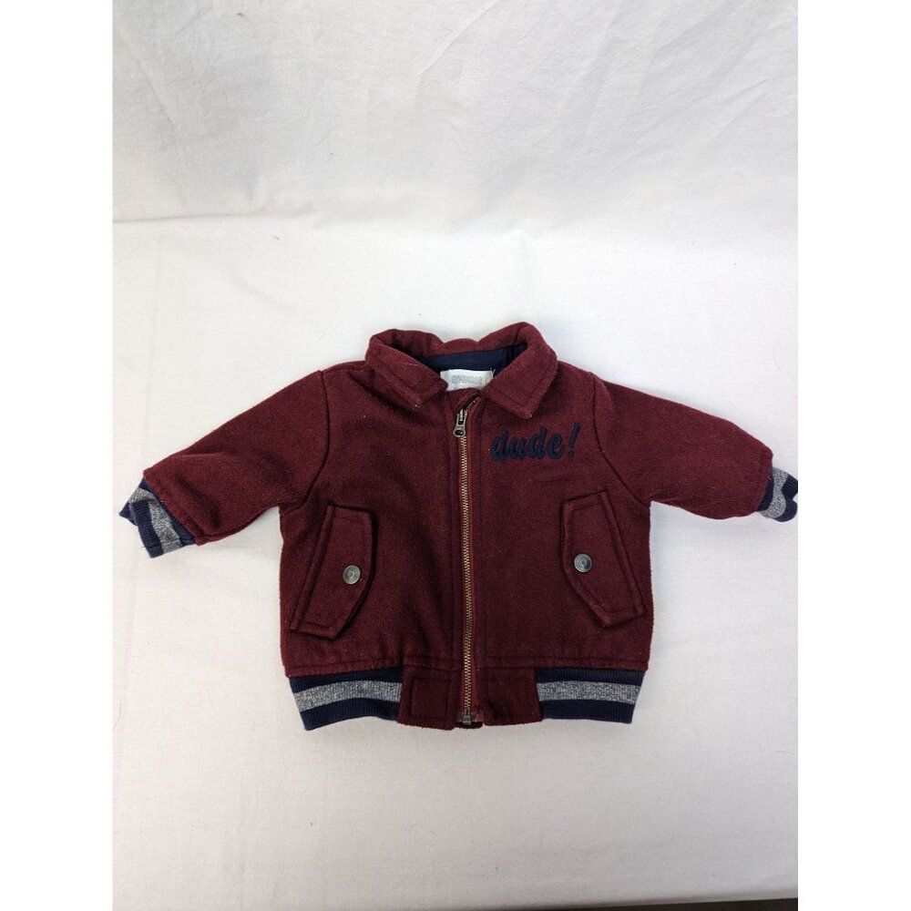 Gymboree Baby Unisex Red Varsity Jacket Coat Vintage Dude Embroidered 0-3 Months